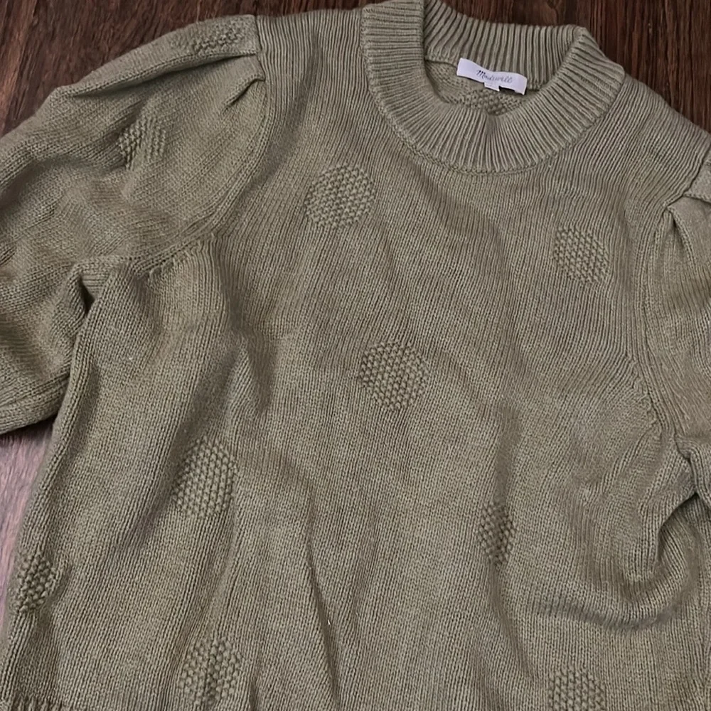 Madewell Size L Olive Green Sweater with Circle Texture Pattern - worn once - Picture 3 of 3
